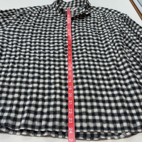 FAHERTY Olli Top - Moonlit Gingham S Black & Cream Checked Half Button Blouse - Picture 10 of 12